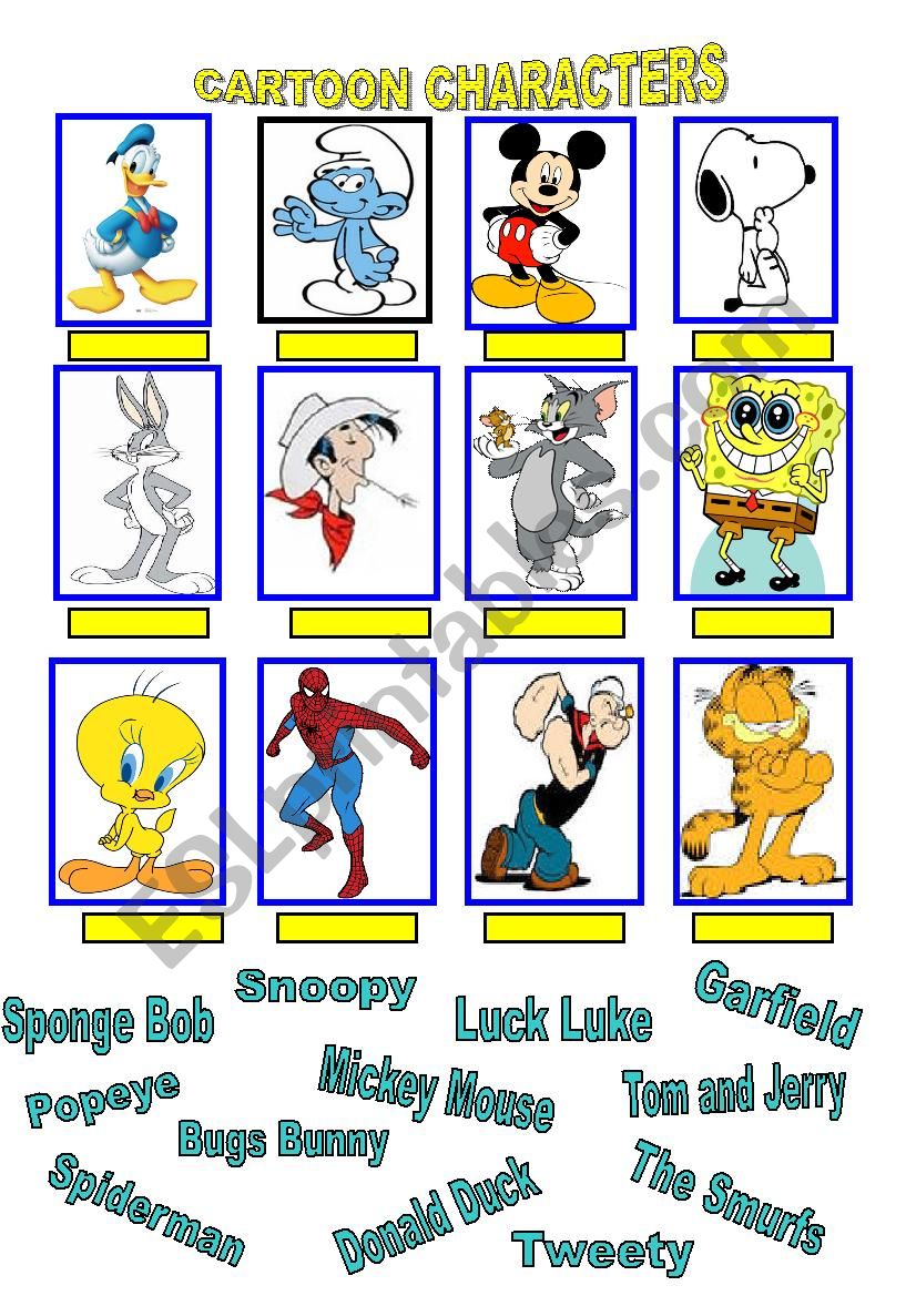 Cartoon Characters worksheet