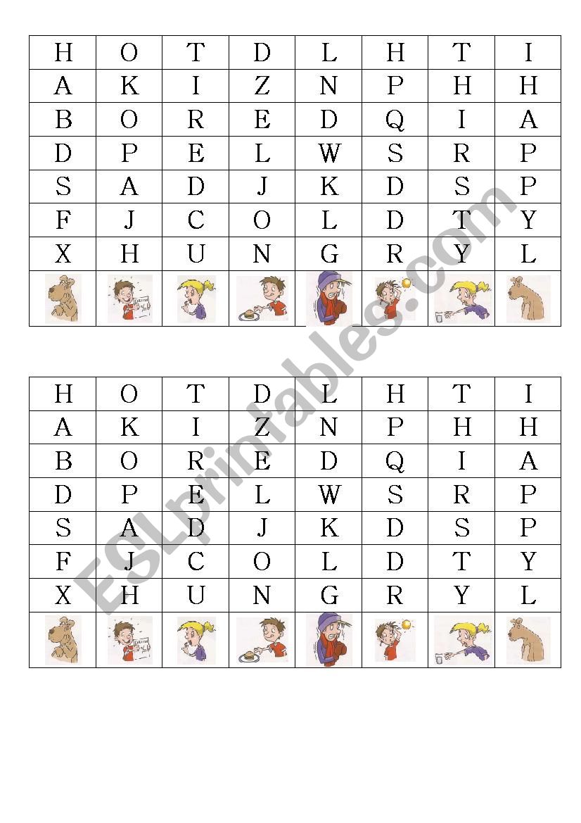 Wordsearch Feelings worksheet