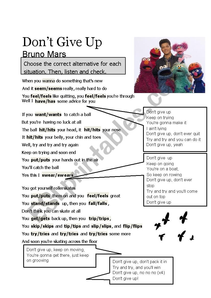 Song Activity worksheet