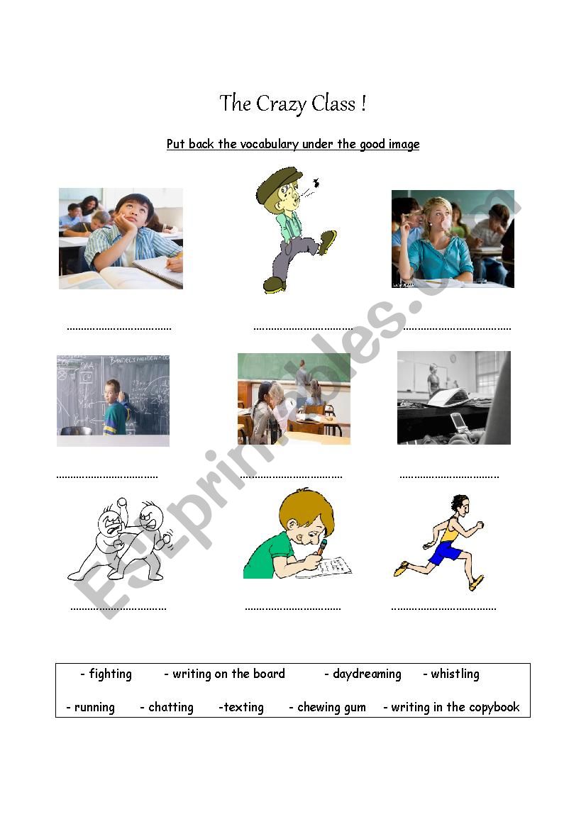 Present progressive  actions in the classroom