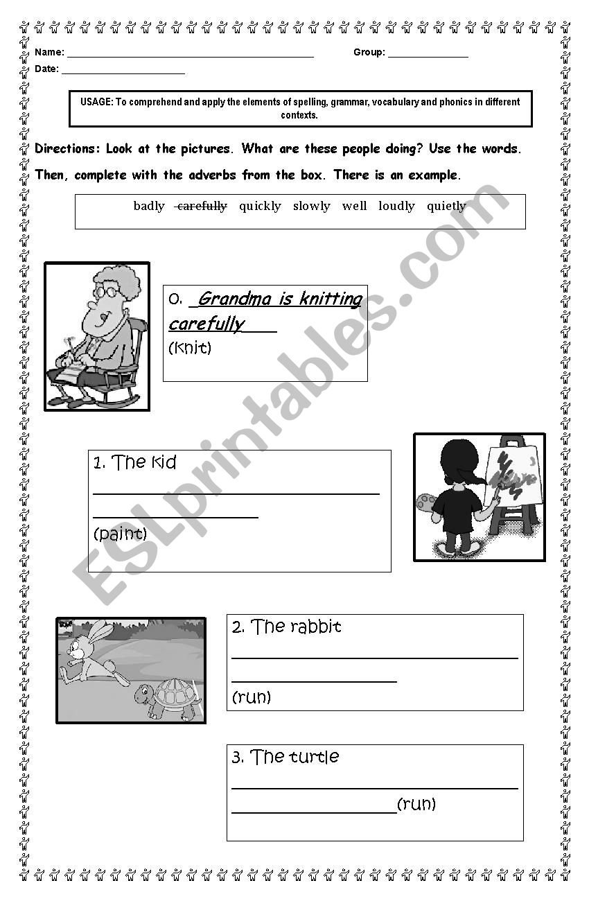 Adverbs & present continuous worksheet