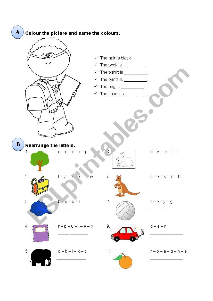 Colours worksheet