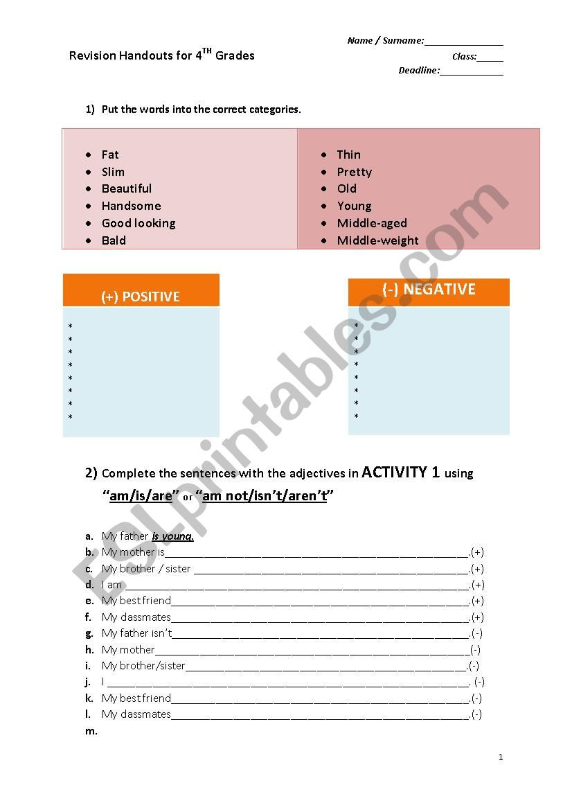 Revision worksheet