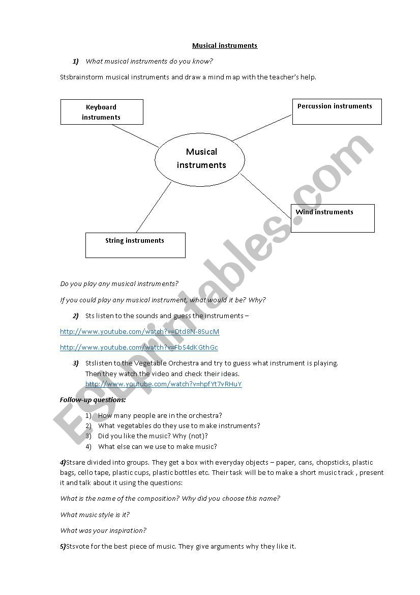 Unusual Musical Instruments worksheet