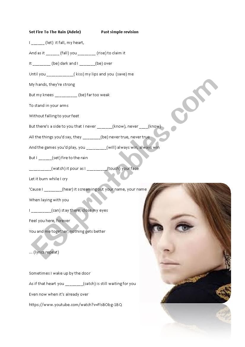 Past simple exercise (Adele) worksheet