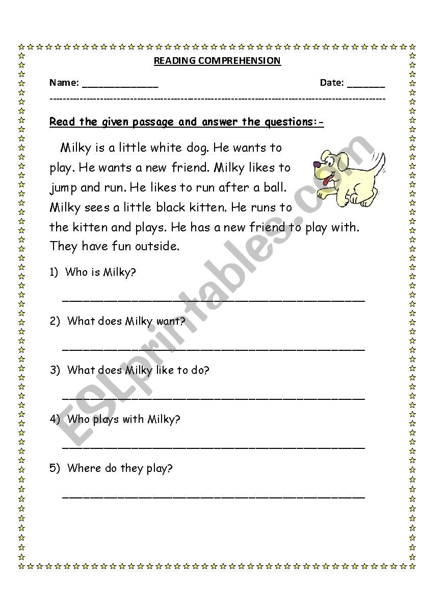 Reading Comprehension worksheet