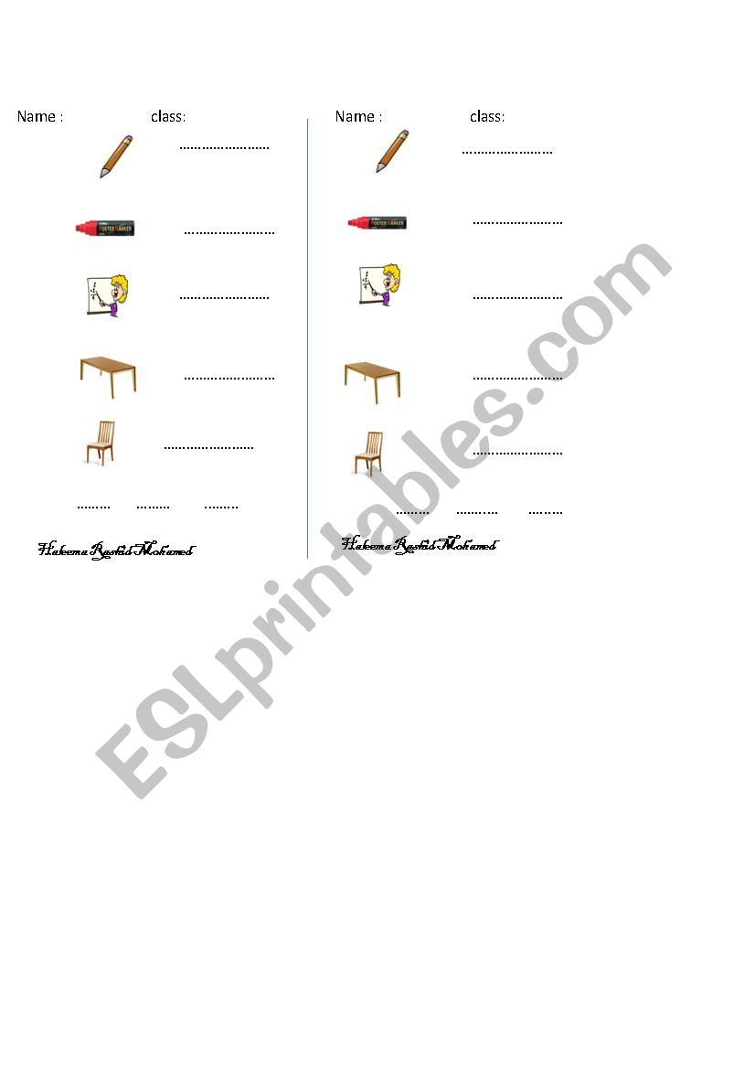 my class-writing vocabs worksheet
