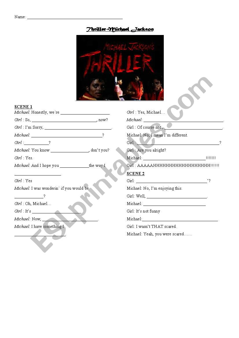 Thriller--Extended video worksheet