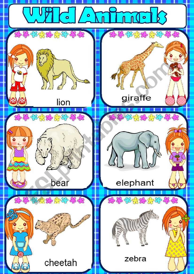 Wild animals-1st part worksheet