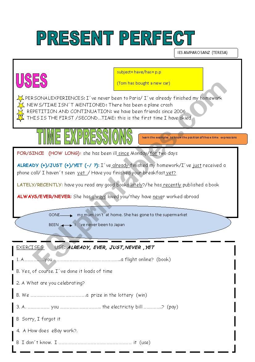 present perfect worksheet