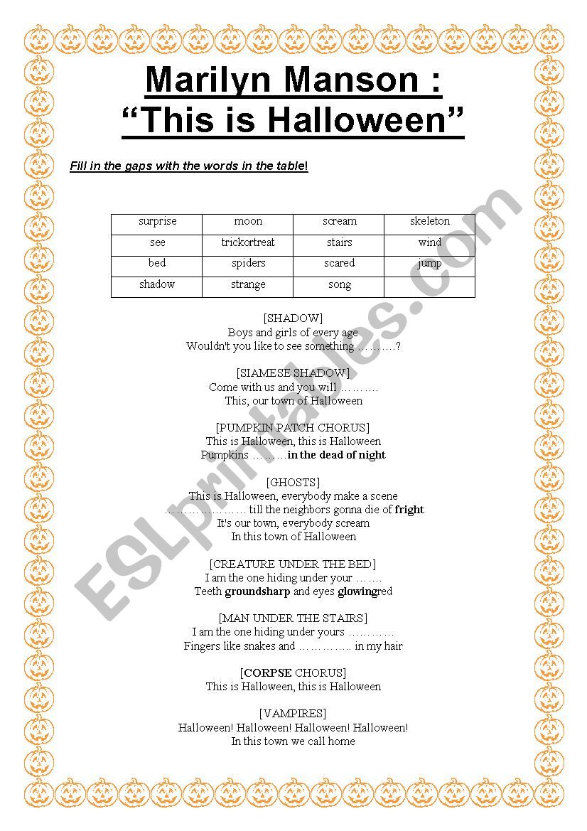 This is Halloween song  worksheet