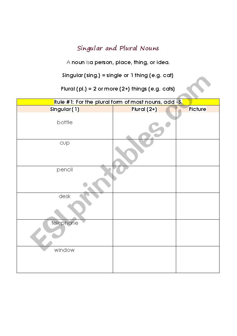 Rules to Plurals and Examples 