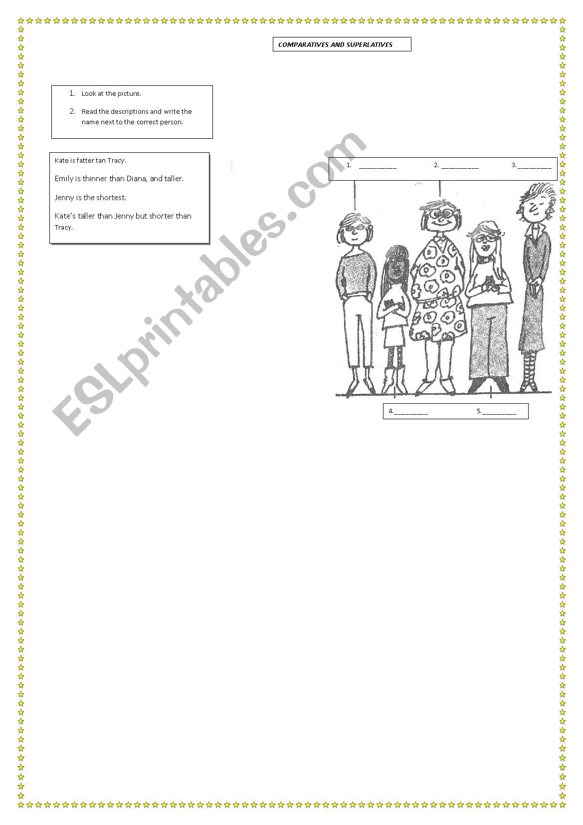 Comparatives and Superlatives worksheet