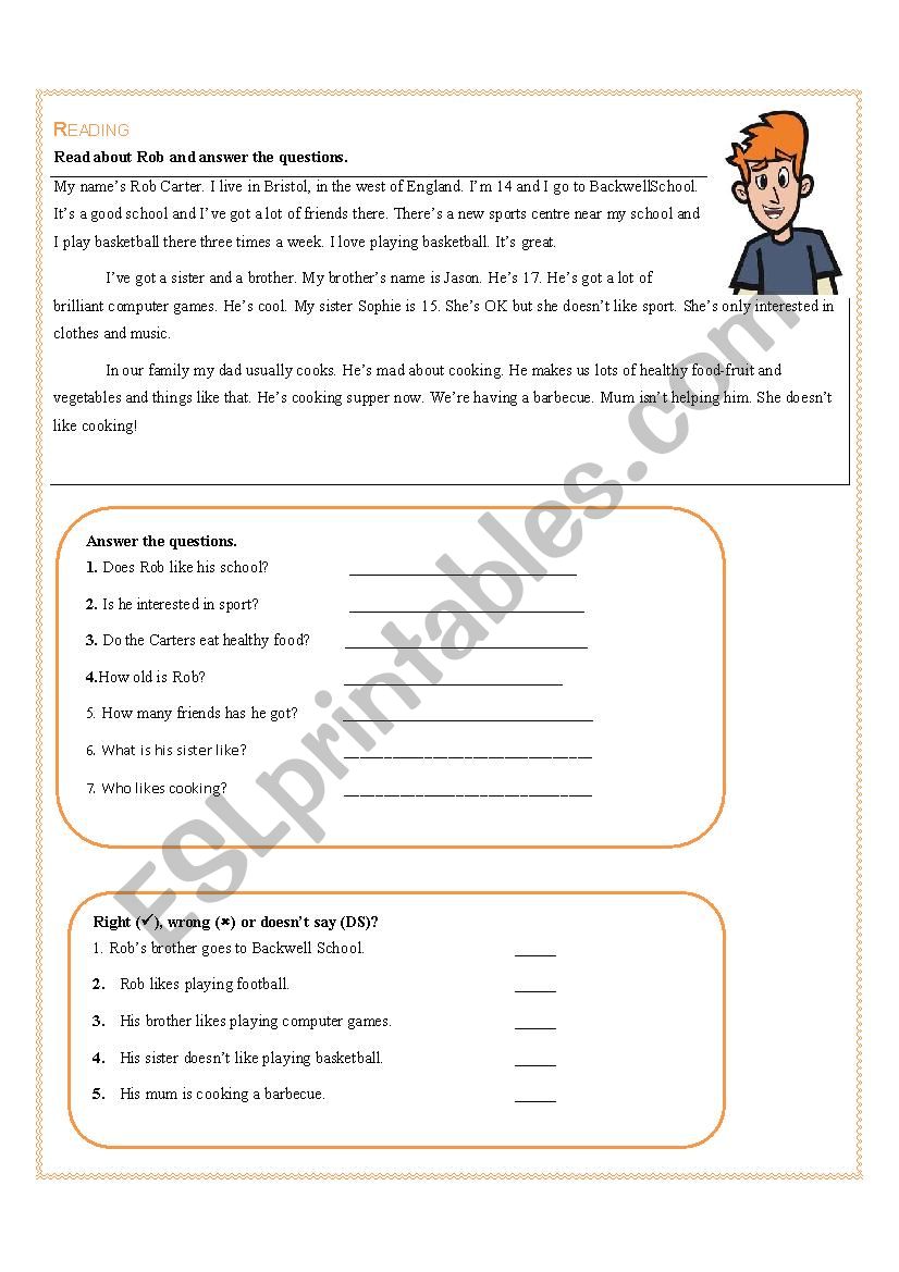 Reading Comprehension worksheet