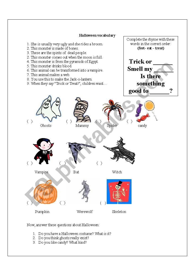 Halloween vocabulary for beginners