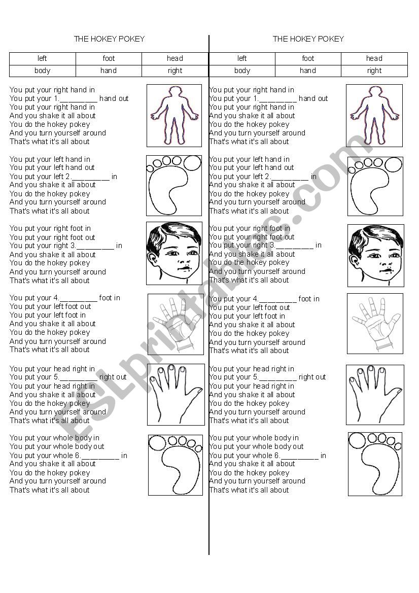 Hokey-Pokey worksheet