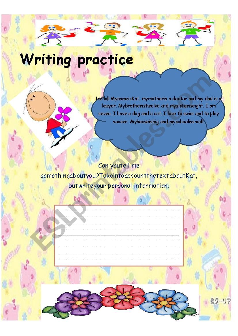 Writing exercise for kids worksheet