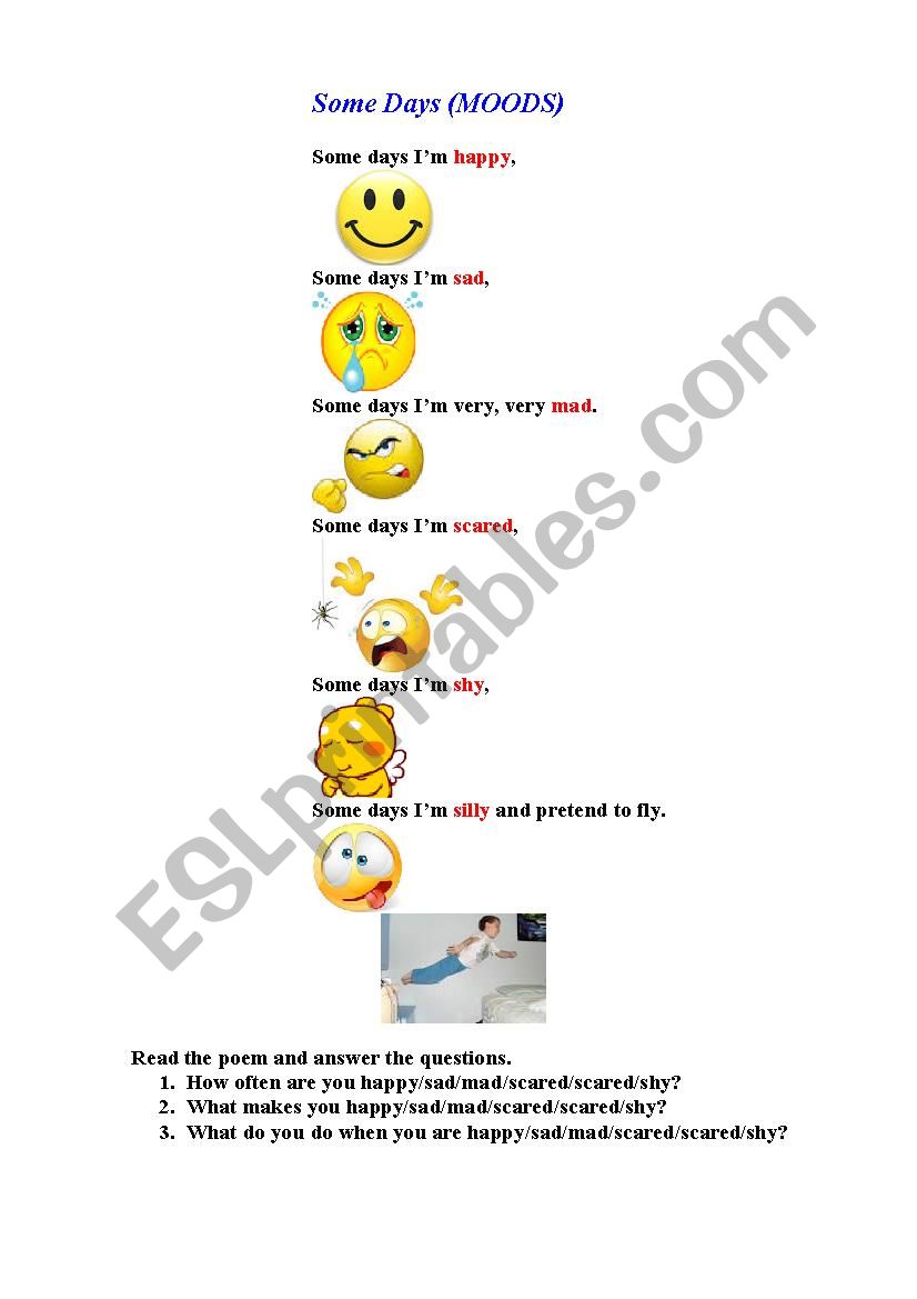 DAYS AND MOOD (A short Illustrated poem + Questions to discuss)
