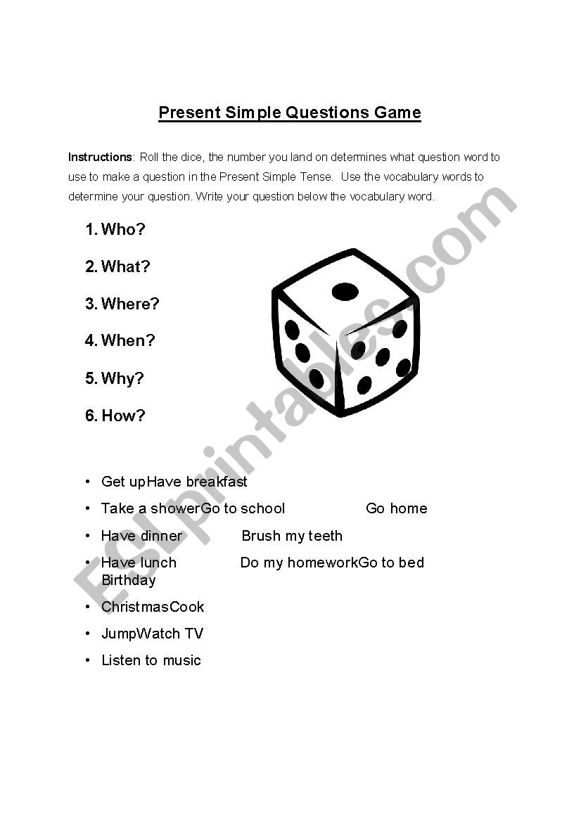 present simple game  worksheet