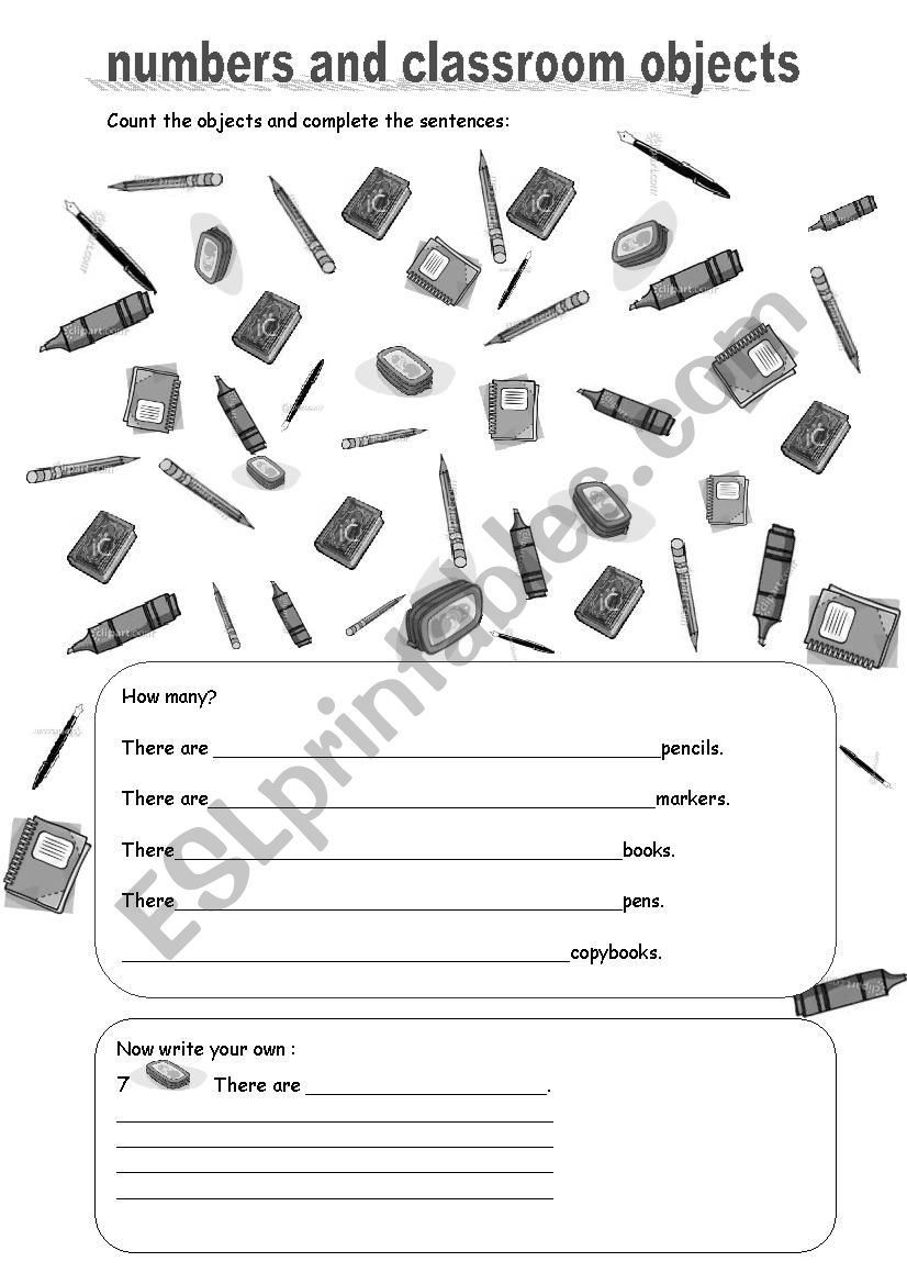 Classroom objects worksheet