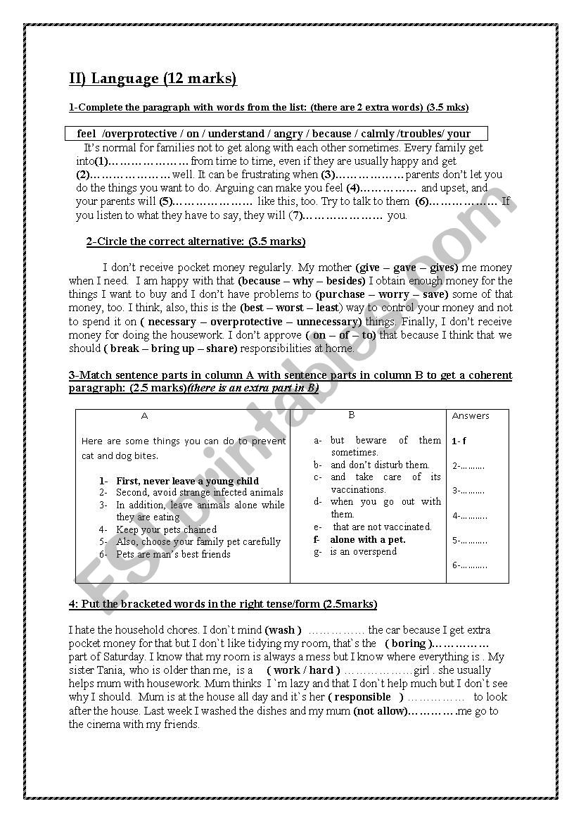 Mid term test n1 for the 9th forms