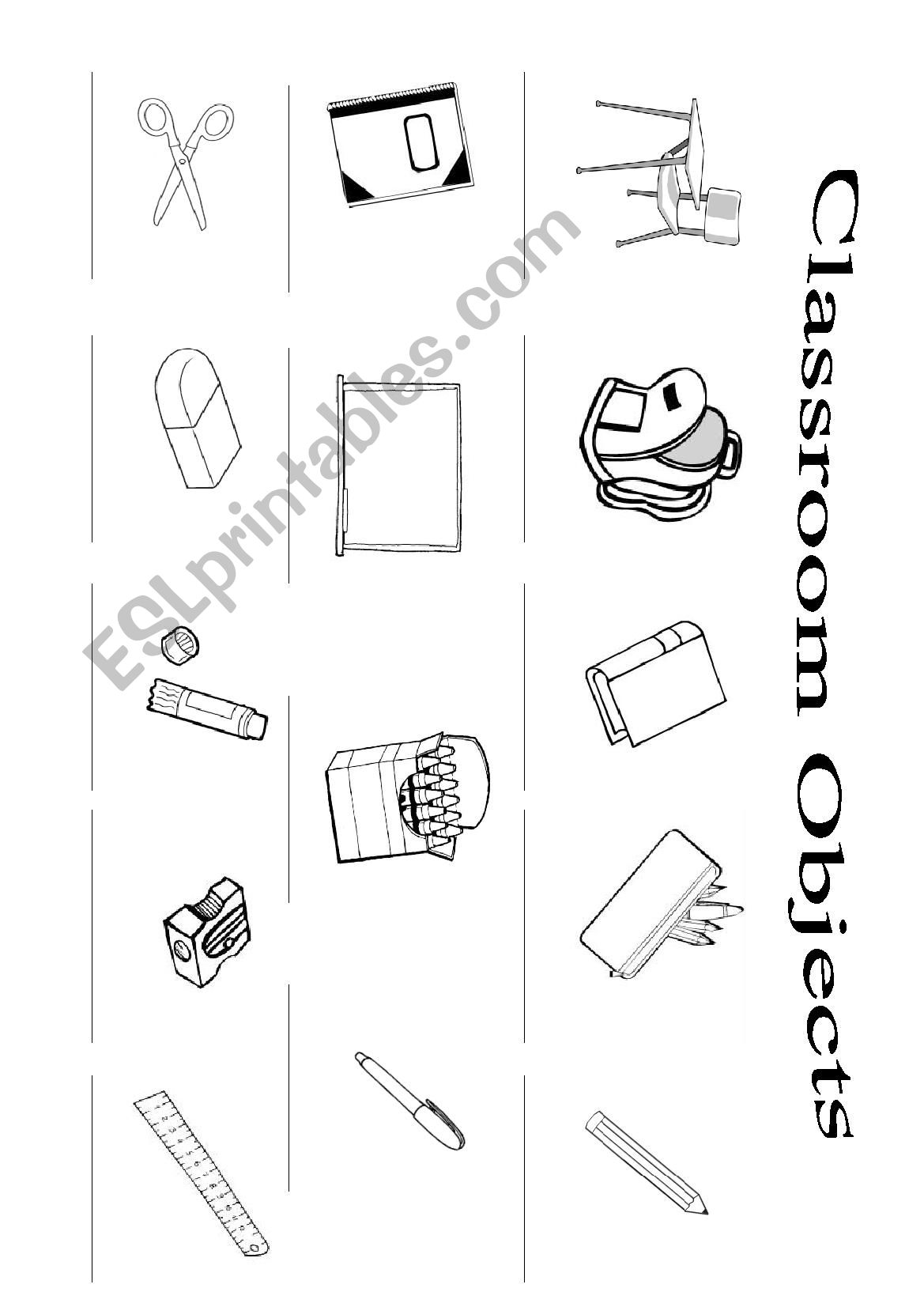 Classroom Objects worksheet