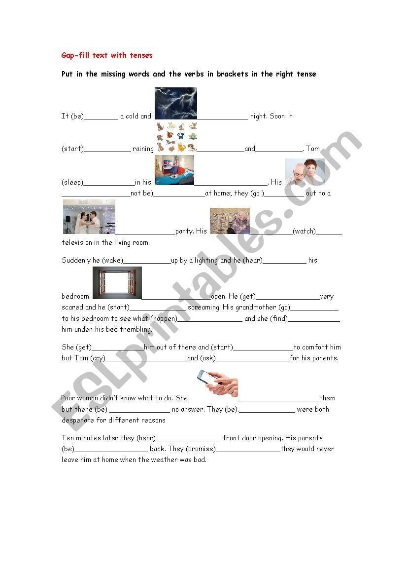 gap fill in worksheet