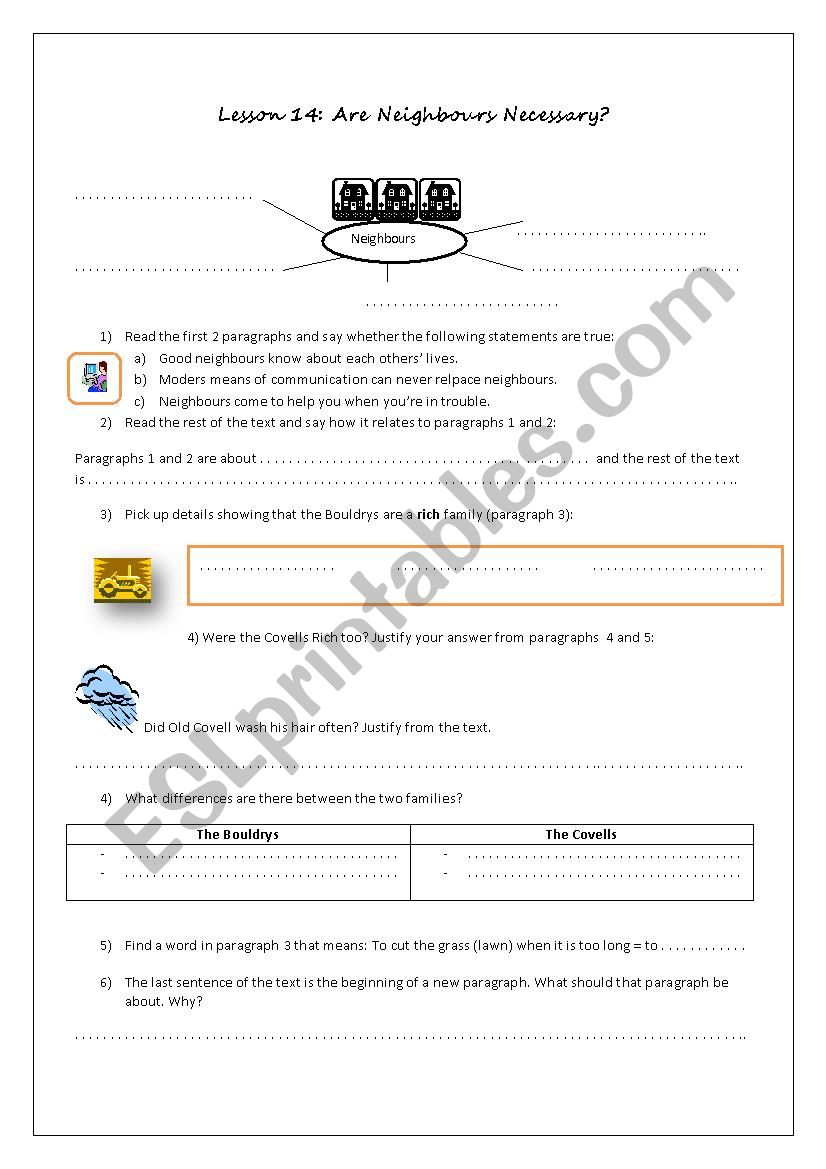 1st form lesson 14 , are neighbours necessary !