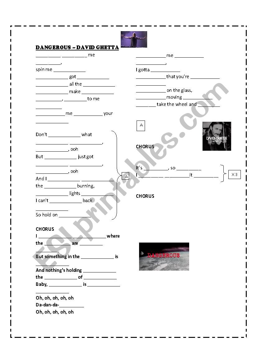 Dangerous - David Ghetta worksheet