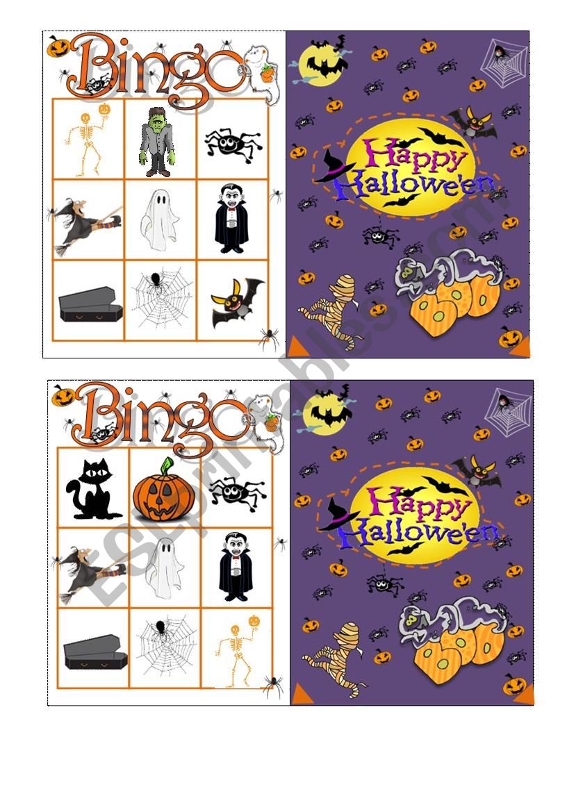 Halloween Bingo 2/7 worksheet
