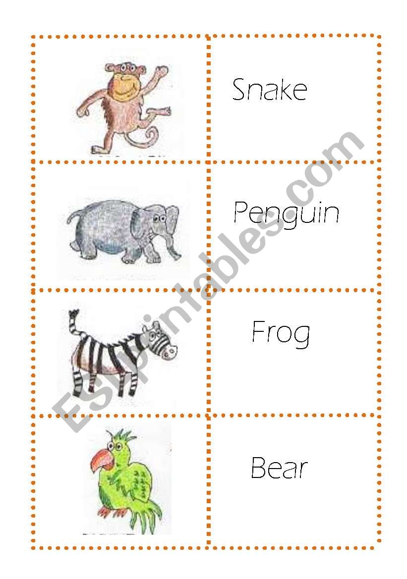 Wild animals Dominoe cards (3 pages)
