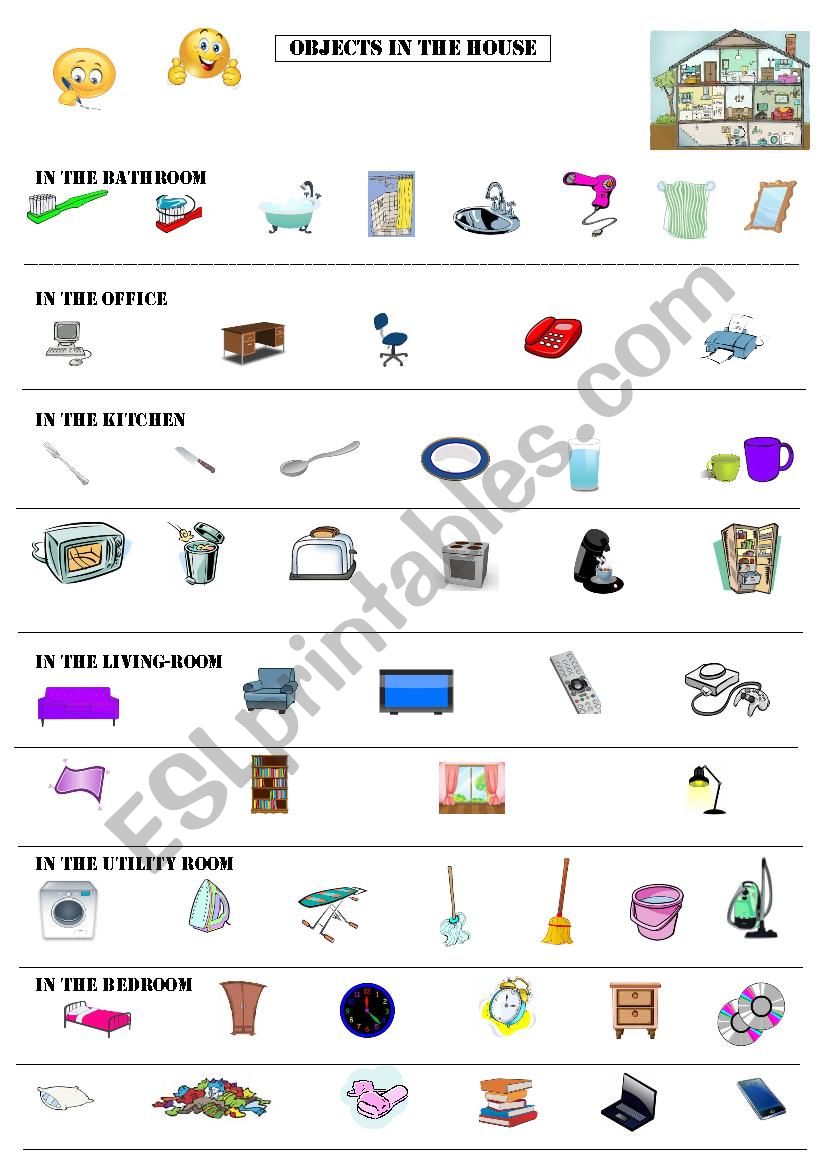 Objects in the House worksheet