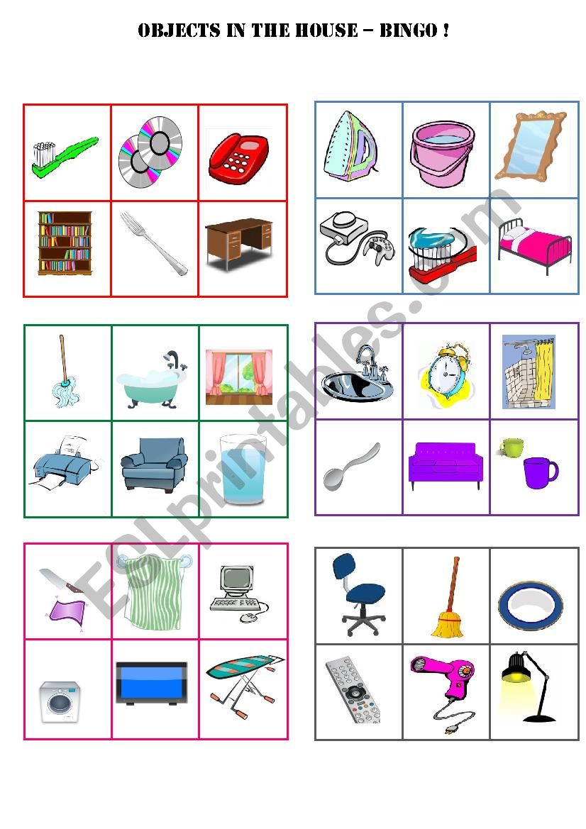 Objects in the House: Bingo! worksheet