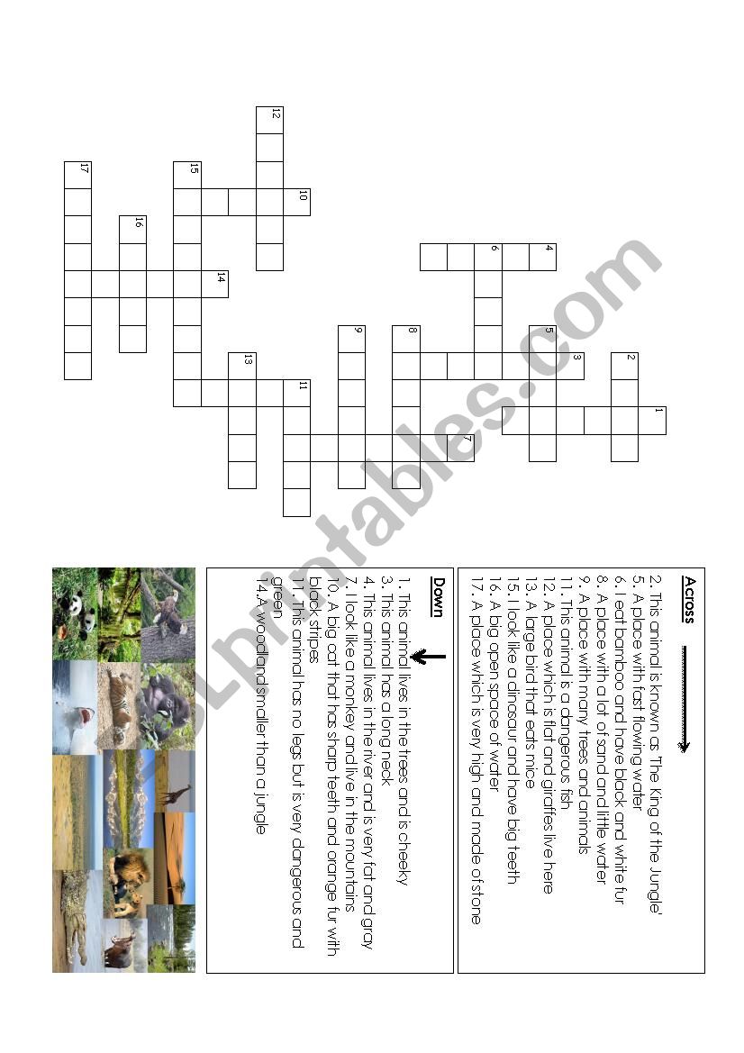 ANIMALS AND HABITATS CROSSWORD