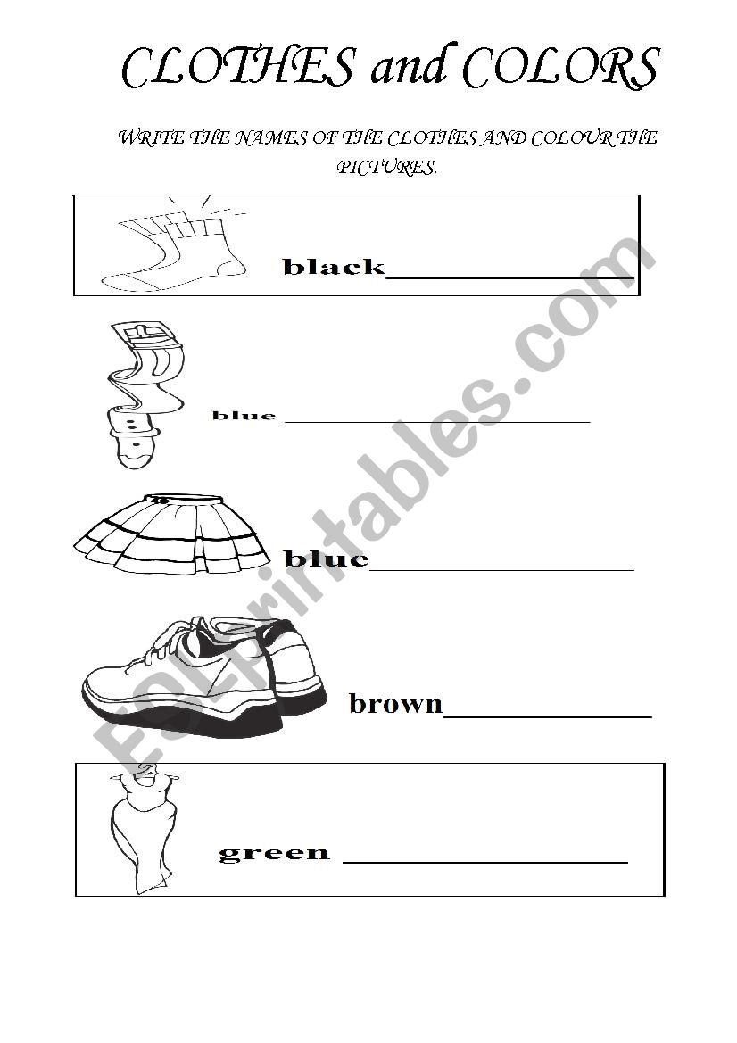 CLOTHES AND COLOURS worksheet