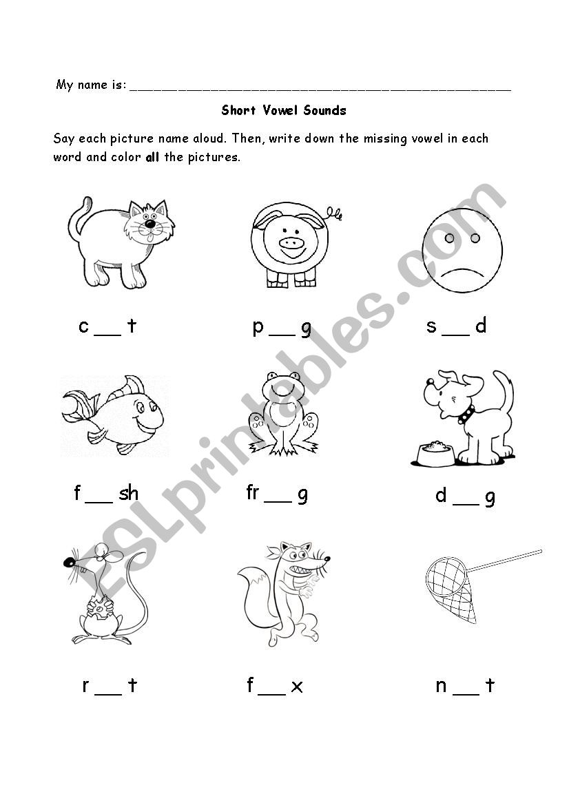 Short Vowels Sounds worksheet