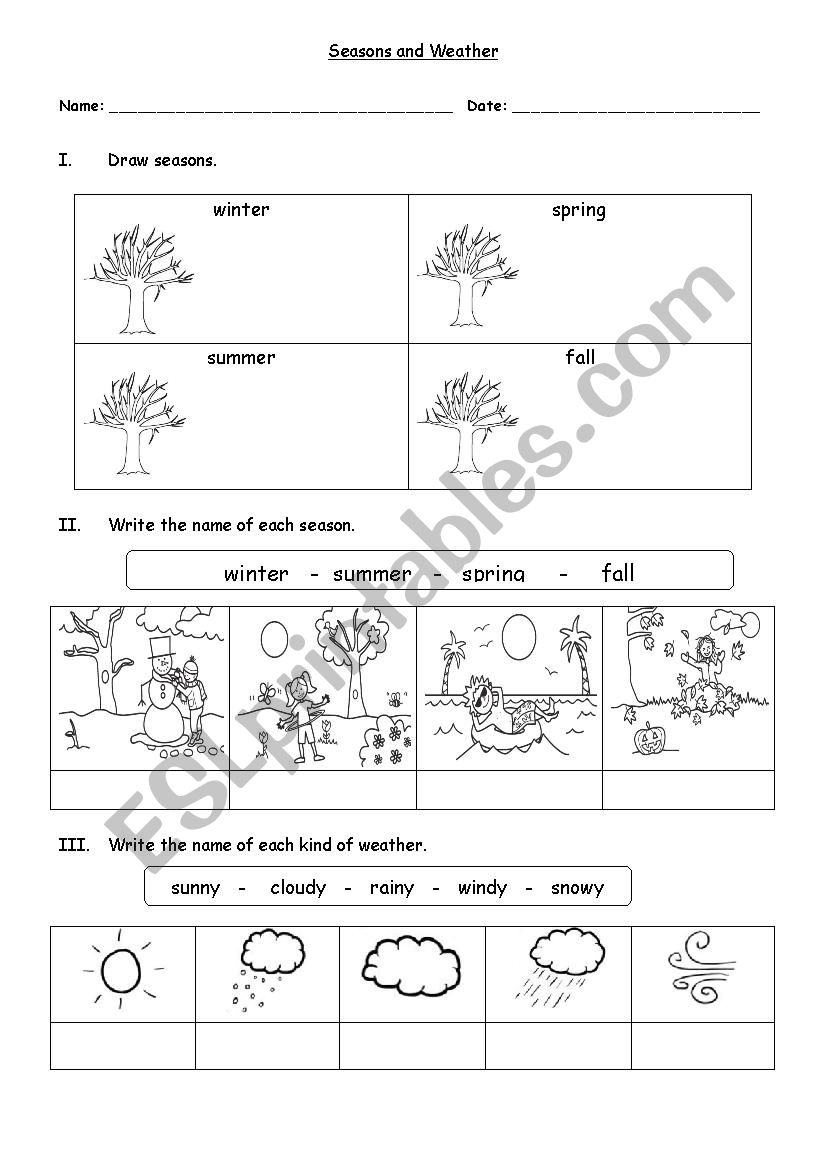 Seasons&Weather worksheet