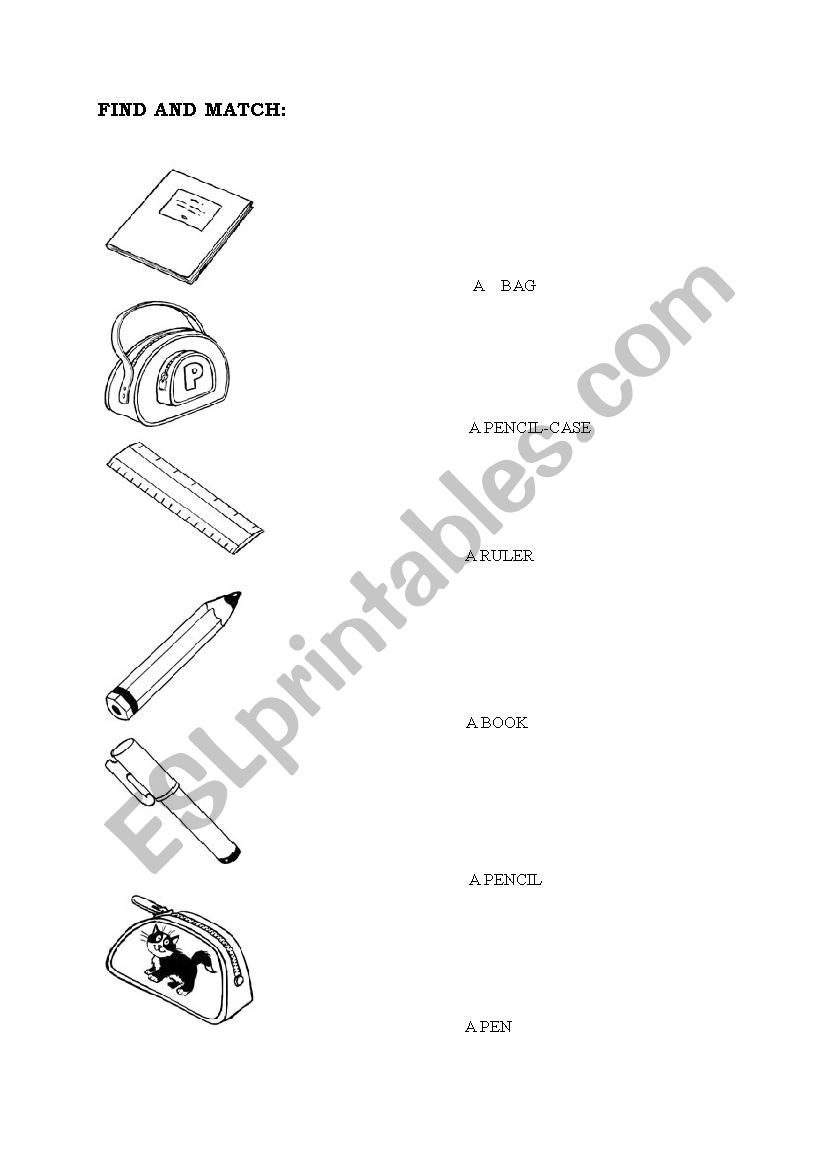 School items worksheet