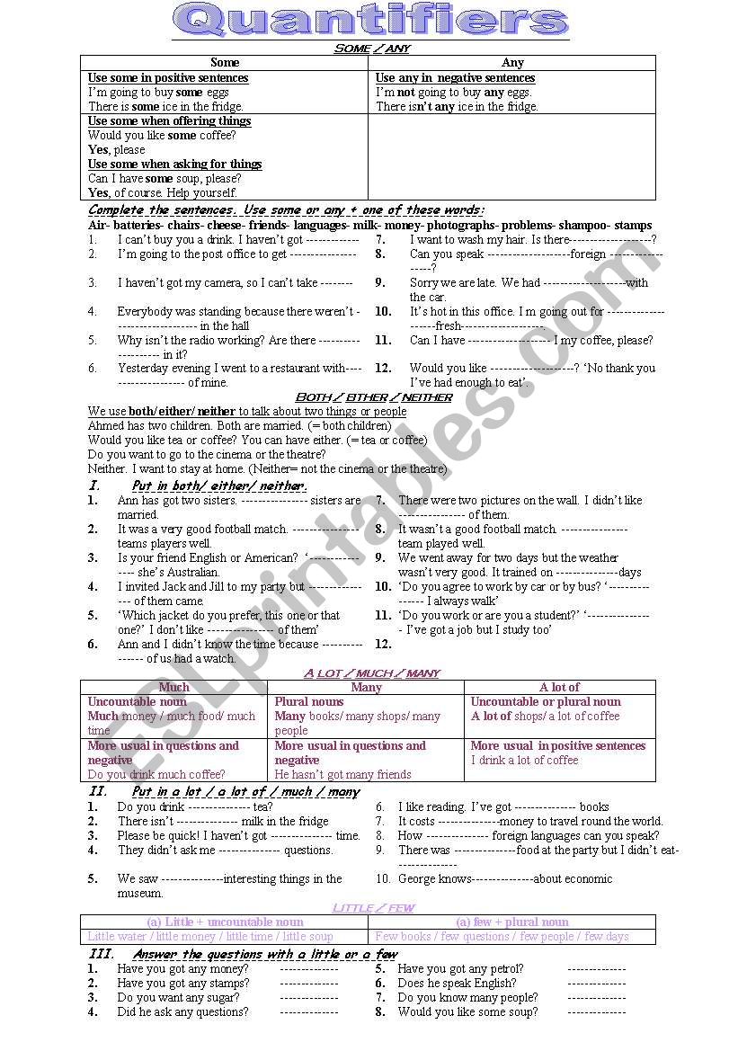 quantifiers worksheet