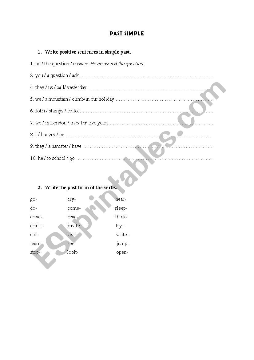 PAST SIMPLE worksheet