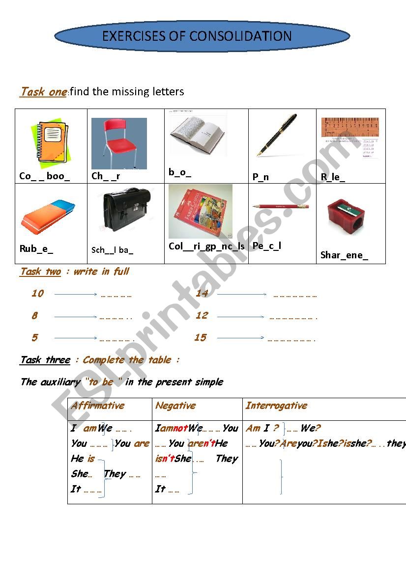 revision worksheet