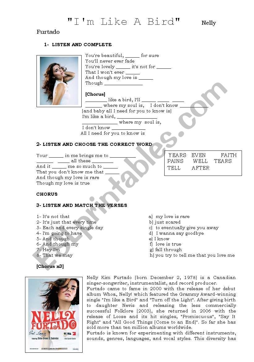 I´M LIKE A BIRD - NELLY FURTADO SONG I´M LIKE A BIRD - NELLY FURTADO SONG