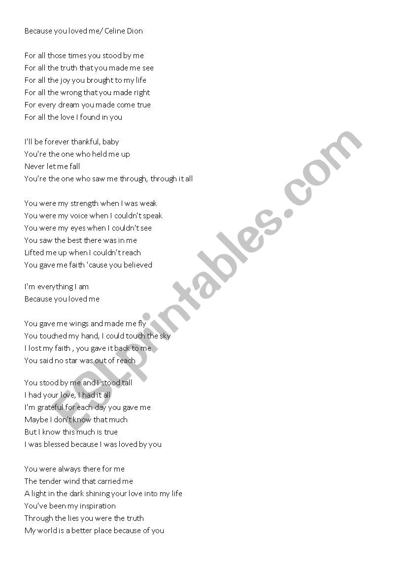 Because you loved me by Celion Dion