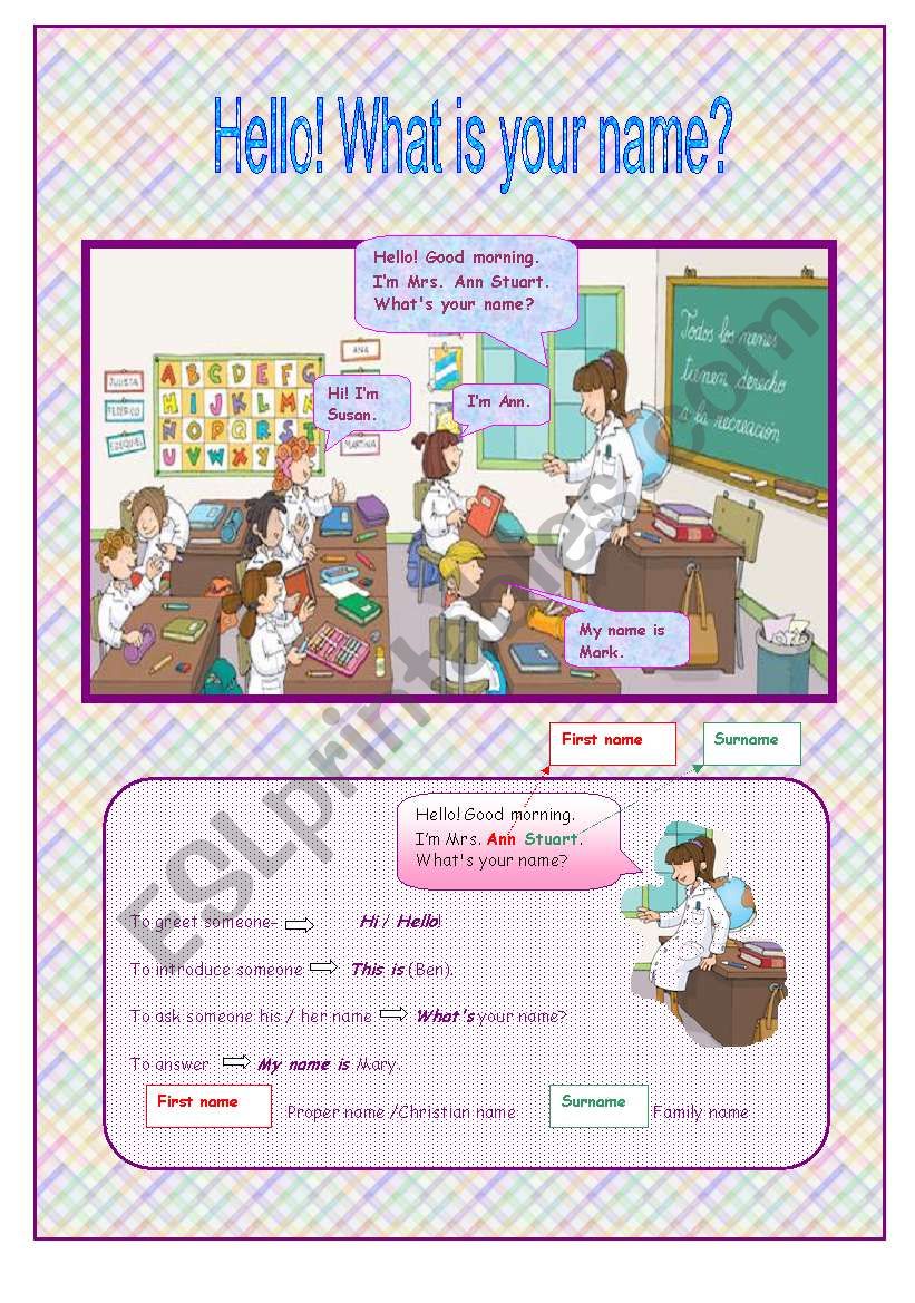 Hello! WhatÂ´s your name? worksheet