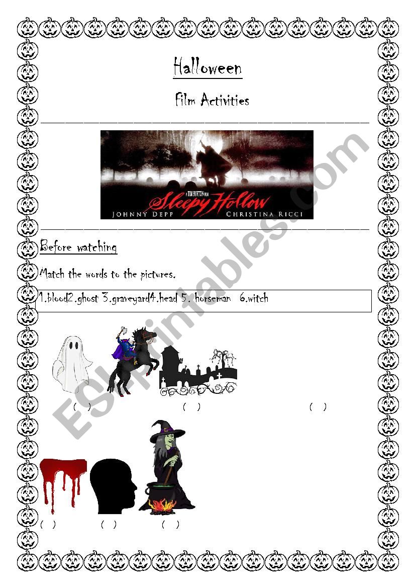 Sleepy Hollow worksheet