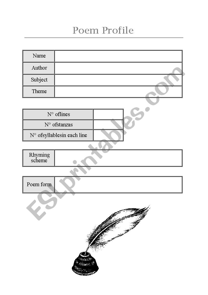 Poem Profile worksheet