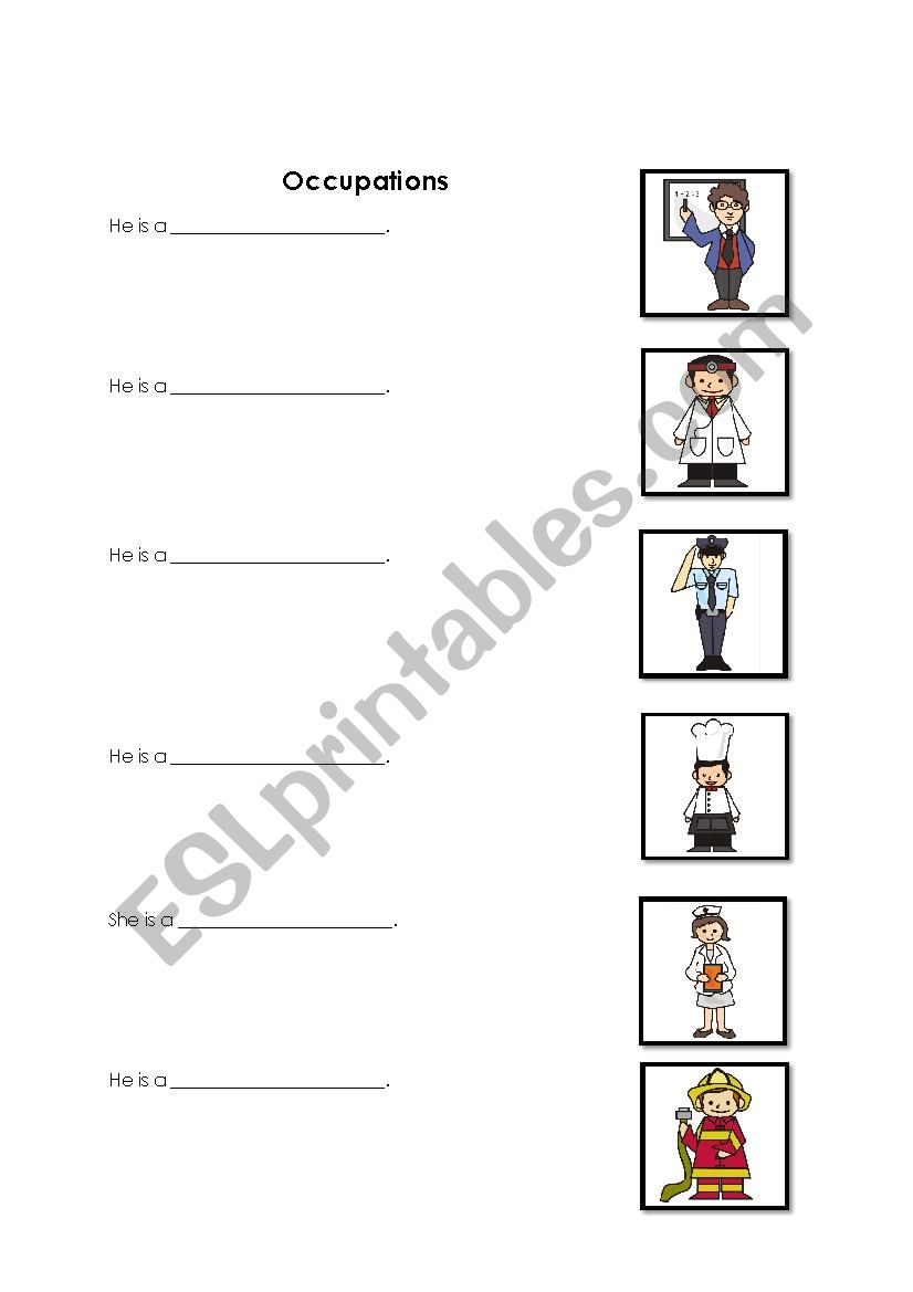 Occupations worksheet