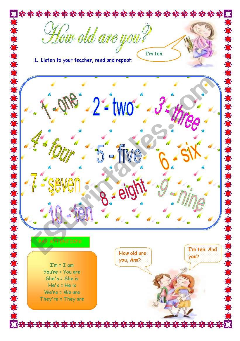 How old are you? worksheet