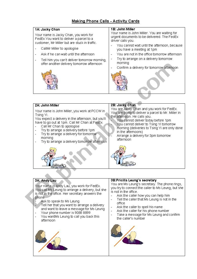 Telephone Conversations - Activity Cards