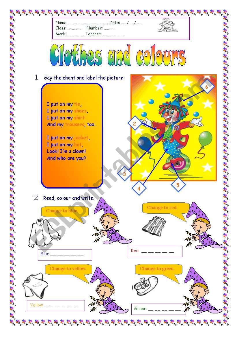 Clothes and Colours  worksheet